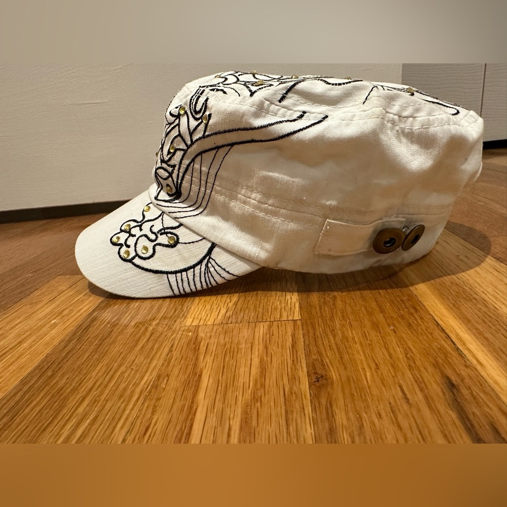 Women’s White & Black Military Hat